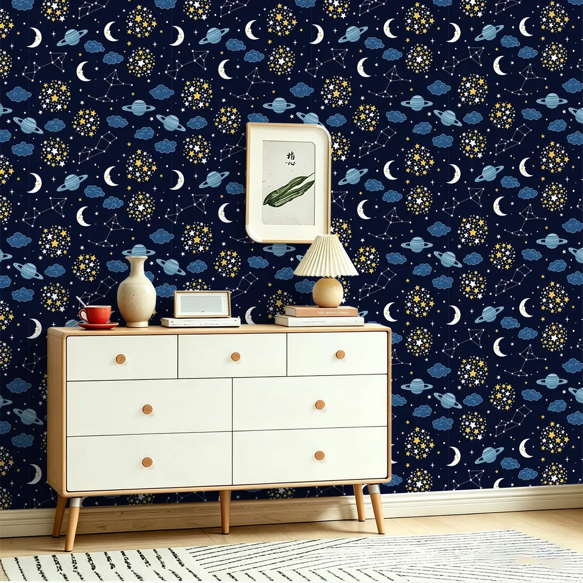 Seamless Peel and Stick Wallpaper, Dreamy Starry Sky Print, Easy to Apply and Remove, High-Quality Non-Fading, Ideal for Home and Commercial Use