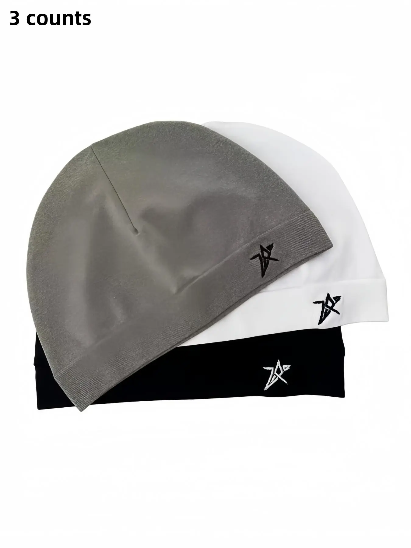 3-Piece Embroidered Star Cross Baker Boy Hat Set, Unisex Sporty Outdoor Running Caps, Breathable Elastic Material, Casual Style, Sports Outdoor Hats