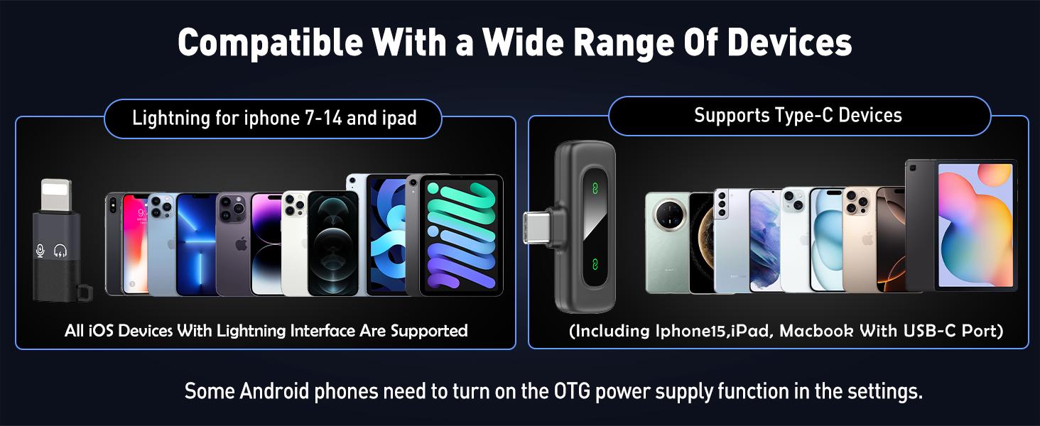 Mini Wireless Lavalier Microphone for iPhone and Android, Lapel Mic with Magnetic Clip-on for Video Recording, Lav Mic with LED Display for Podcasting, Vlogging, Content Creation and Interviews