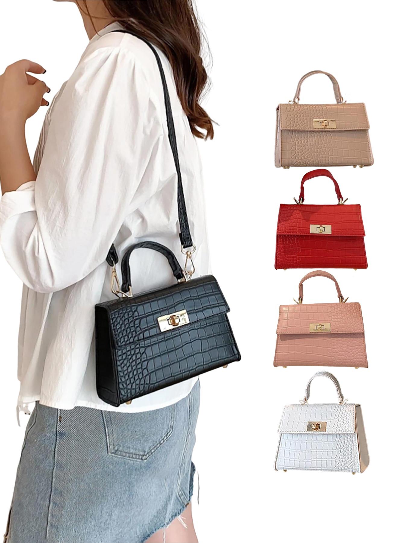 Vintage Mini Crossbody Bag for Women PU Leather Small Top Handle Purse with Removable Chain Strap Dressy Clutch Handbag Convertible crossbody bag