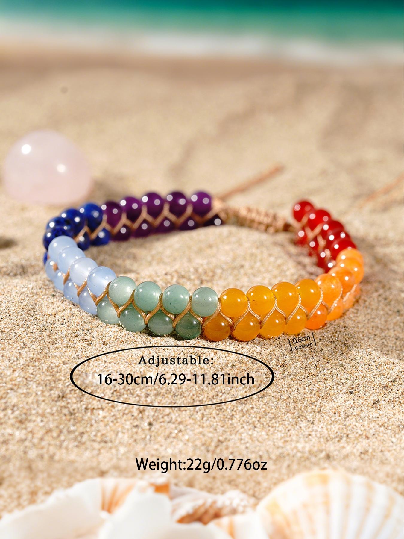 Natural Lapis Lazuli Crystal Anklet, Seven Chakra Braided Hand Rope, Symbolic Jewelry Gift for Friends, Spiritual Happiness & Good Luck, High Quality Bracelet