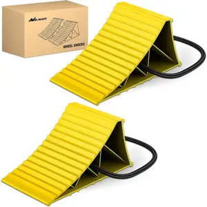Nilight Wheel Chocks, Heavy Duty Wheel Stopper for Car, Truck, RV, Trailer, Caravan, Motorcycle, 8.7 Inch x 4.8 Inch x 4.2 Inch, 2-Pack(Yellow)
