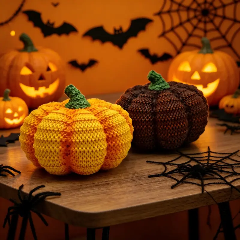 Knitted Creative Halloween Pumpkin Ornament Holiday Decoration Party Gift