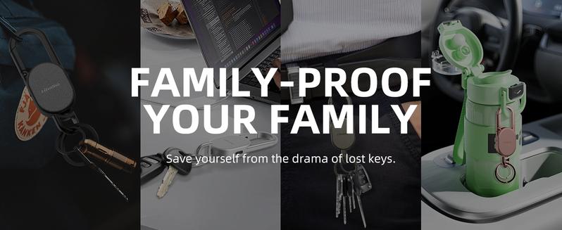 Keychain, Key Finder Built-in Anti-Loss Tracker, Heavy Duty Key Holder, Premium Stainless Steel Keychain Carabiner For Car Keys with GPS Global Locator Tracking Waterproof (Rose Gold)