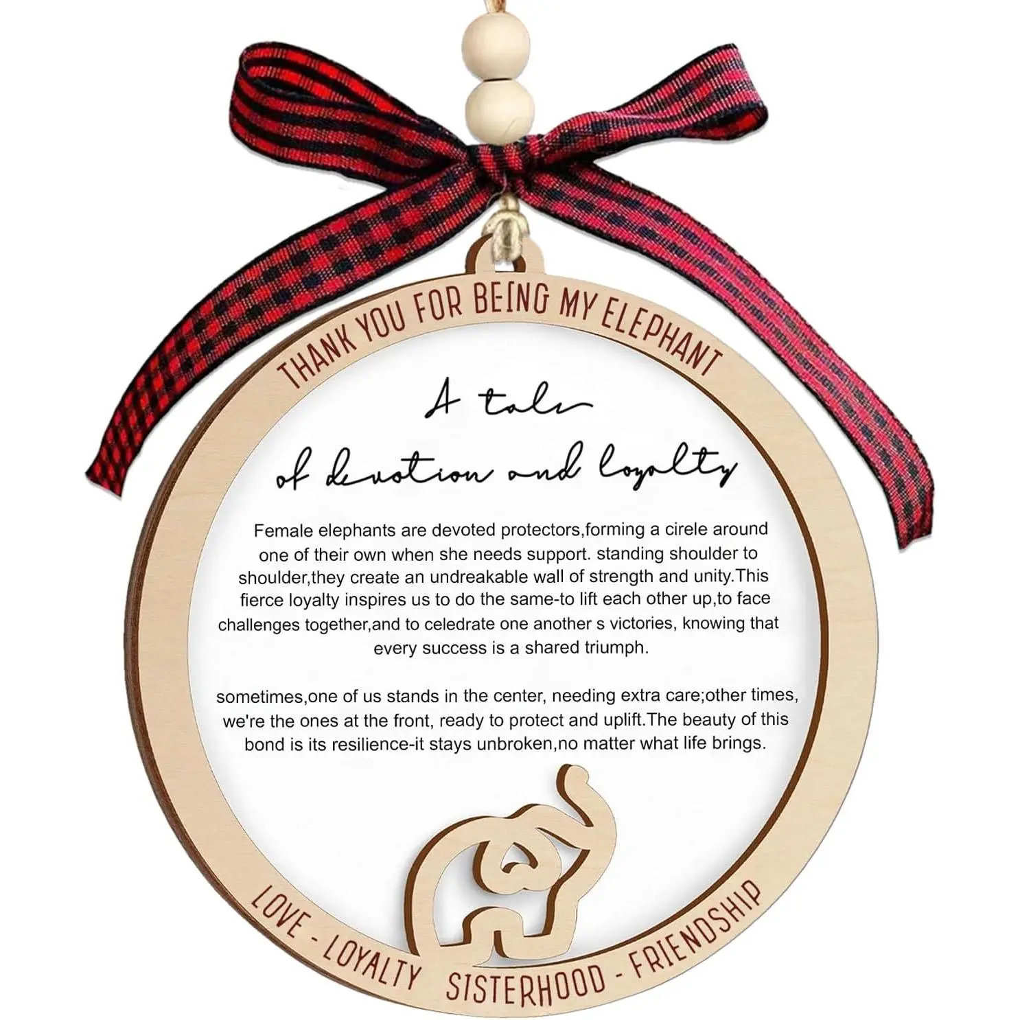 Elephant Ornaments for Sisterhood, Friendship Ornaments for Women  with Story Text - Elephant Gifts for Women,   Christmas Birthday Gifts for Sister, Bestie
