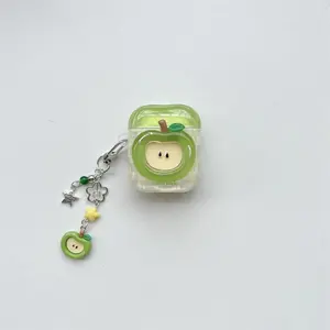 3D Apple Design Earphone Case with Chain, Cute Protective Cover for AirPods 1/2/3/4, Pro and Pro 2, Headphone Accessory