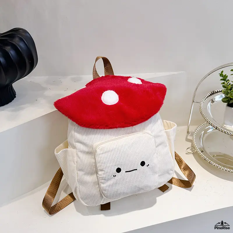 Universal Faux Rabbit Fur Mushroom Backpack Viral Cross-border Student Outdoor Bag Niche Spacious Casual Schoolbag Plush Wear-resistant For Campus Camping Shopping Short Trips Wholesale Direct Factory Supply