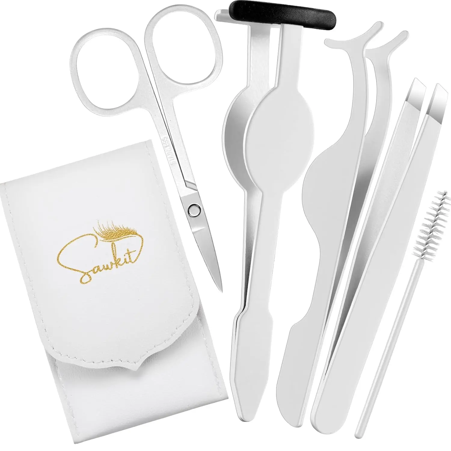5-in-1 Eyelash Applicator Tool Set with Eyelash Extension Tweezers Scissors Brush Professional Tools for DIY Eyelash Extensions Cluster Lashes