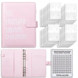 100 Envelope Challenge Savings Binder – Budget Tracker Book with 100 Pre-Labeled Cash Envelopes, A5 Money Saving Organizer for Cash Stuffing Trend, Financial Goal Gift