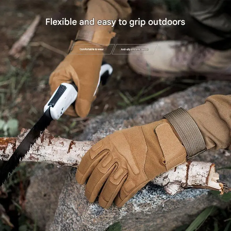 Men's Tactical Motorcycle Gloves - Cold-Weather Insulated, Windproof, Touchscreen-Compatible, Hard Rubber Knuckle Armor, Protective Outdoor Gloves for Riding, Work