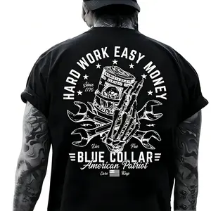 Men's Short Sleeve Sport T Shirt Soft Seamless Smooth Fabric Casual Hard Work Easy Money Graphic Blue Collar American Patriot Workwear Top All Seasons
