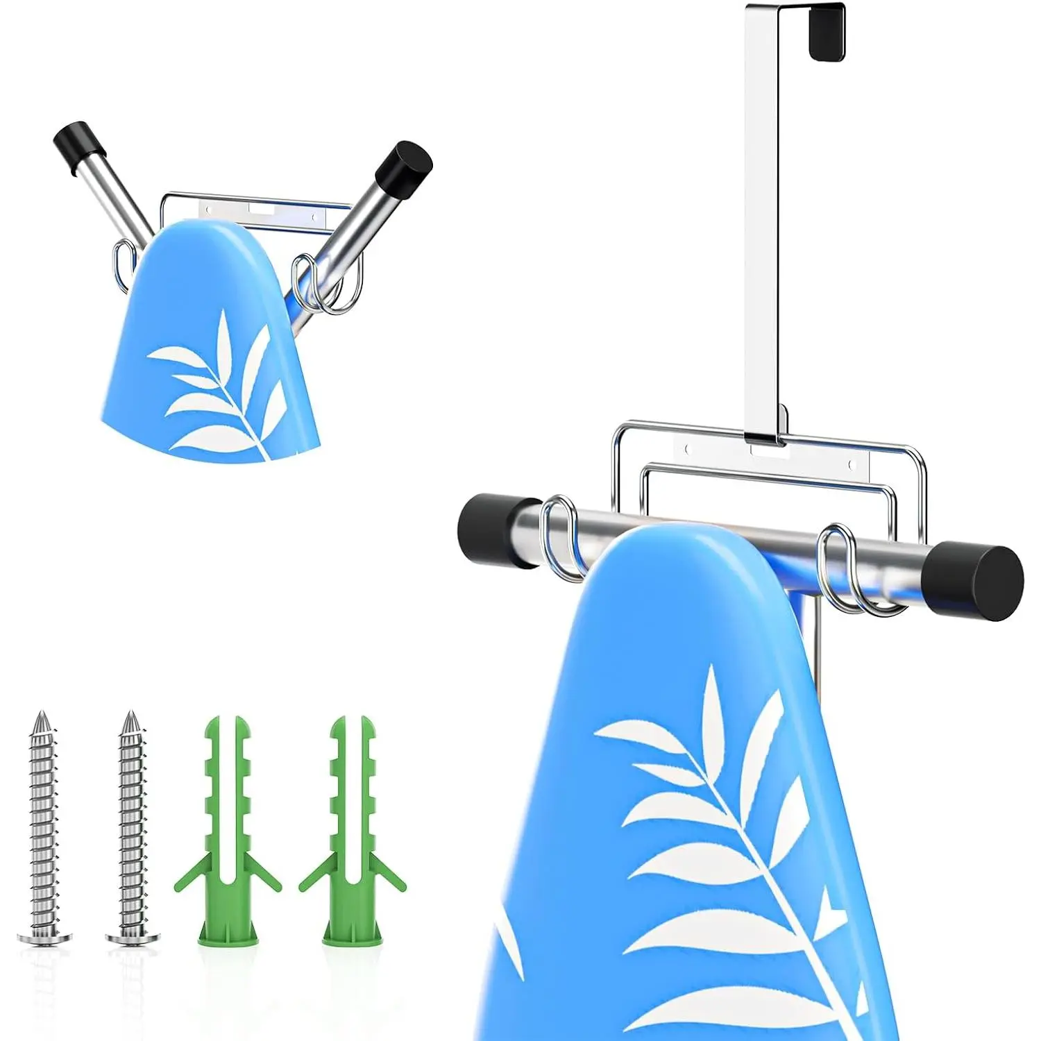 Ironing Board Holder Wall Mount/Over The Door Ironing Board Hanger, Laundry Rooms Metal Iron Board Holder Wall Mount for Y or T  ()