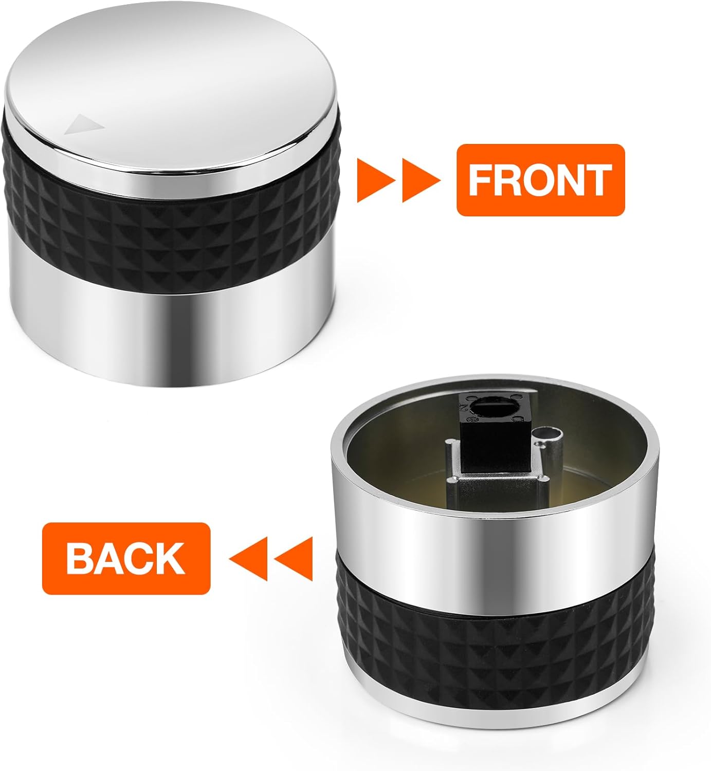 Only fire 4 count Gas Grill Control Knobs, Chrome Plated Plastic Burner Knobs Replacement with D Shaped Valve Stem Fit for BBQ Gas Grills