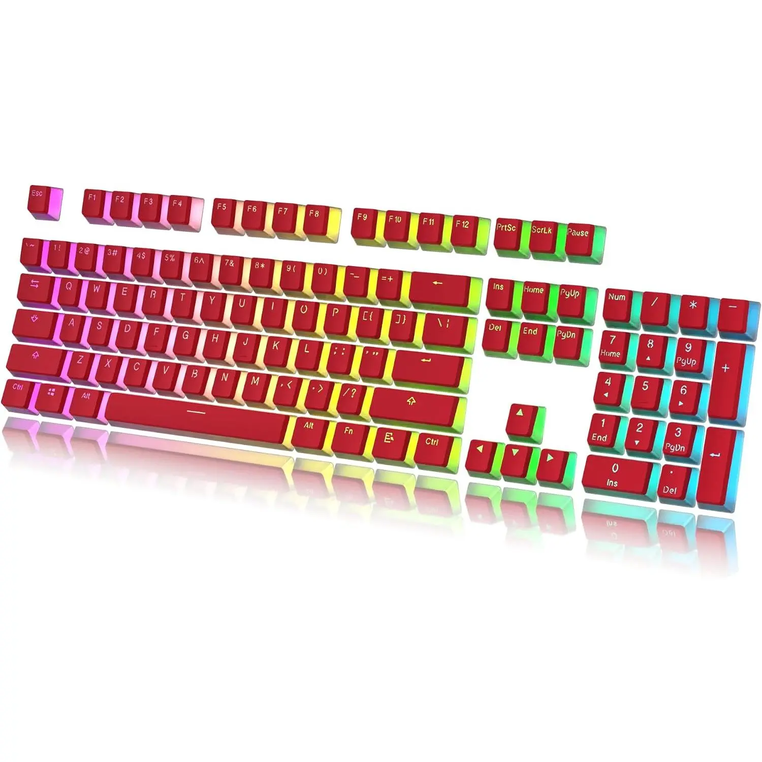 Pudding Keycaps Set | Doubleshot PBT Keycap Set | Full 112 OEM Profile Key Set | ANSI -Layout | for Mechanical Keyboard | Compatible with Cherry MX, Gateron, Kailh, Outemu | Red