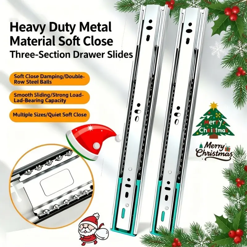 2 Metal Drawer Slides, 10-20 Inch Soft Close, Dampener & Solid Steel Ball, Smooth Quiet, Home, Commercial, DIY Use