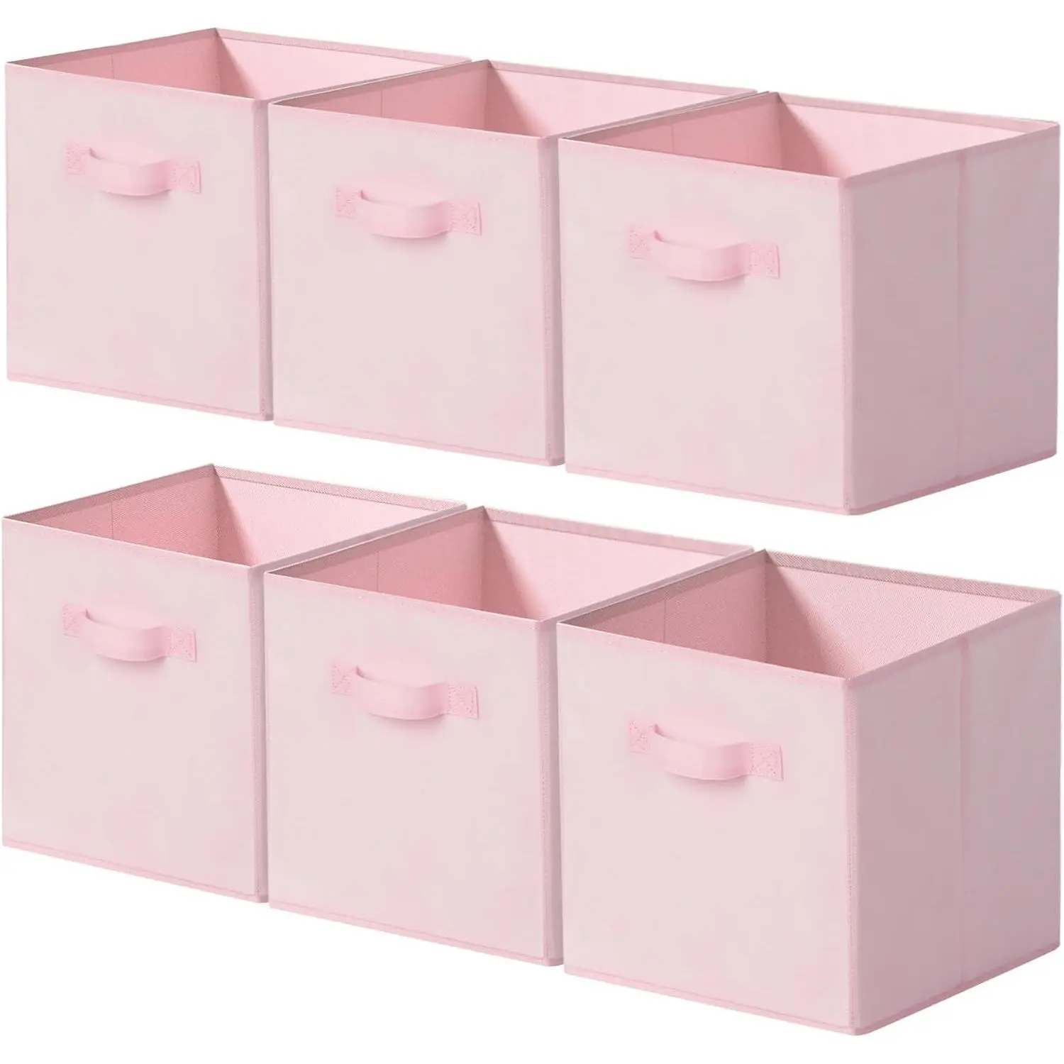 11x11 Storage Cubes, 6 Pack Open Storage Bins with Handles, Storage Cube Organizer for Clothes and Toys, Collapsible Cube Bins for Closet, Shelves, Offices, PinkGift.