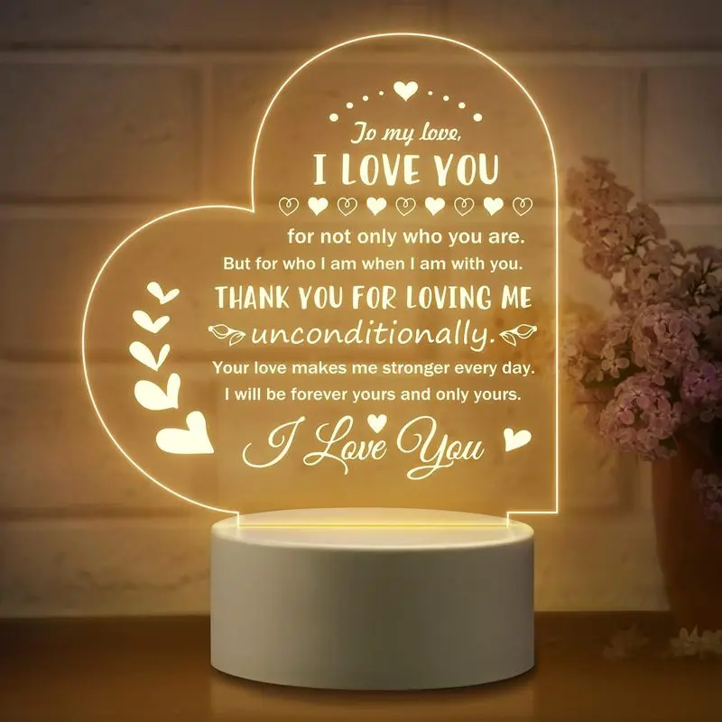 Heart-Shaped Love Nightlight with Ambient Glow, Indoor Camping & Hiking Decor, Romantic Gift for Partner for Valentine’s Day, Birthday, Anniversary, Beautifully Packaged, Heart Shape