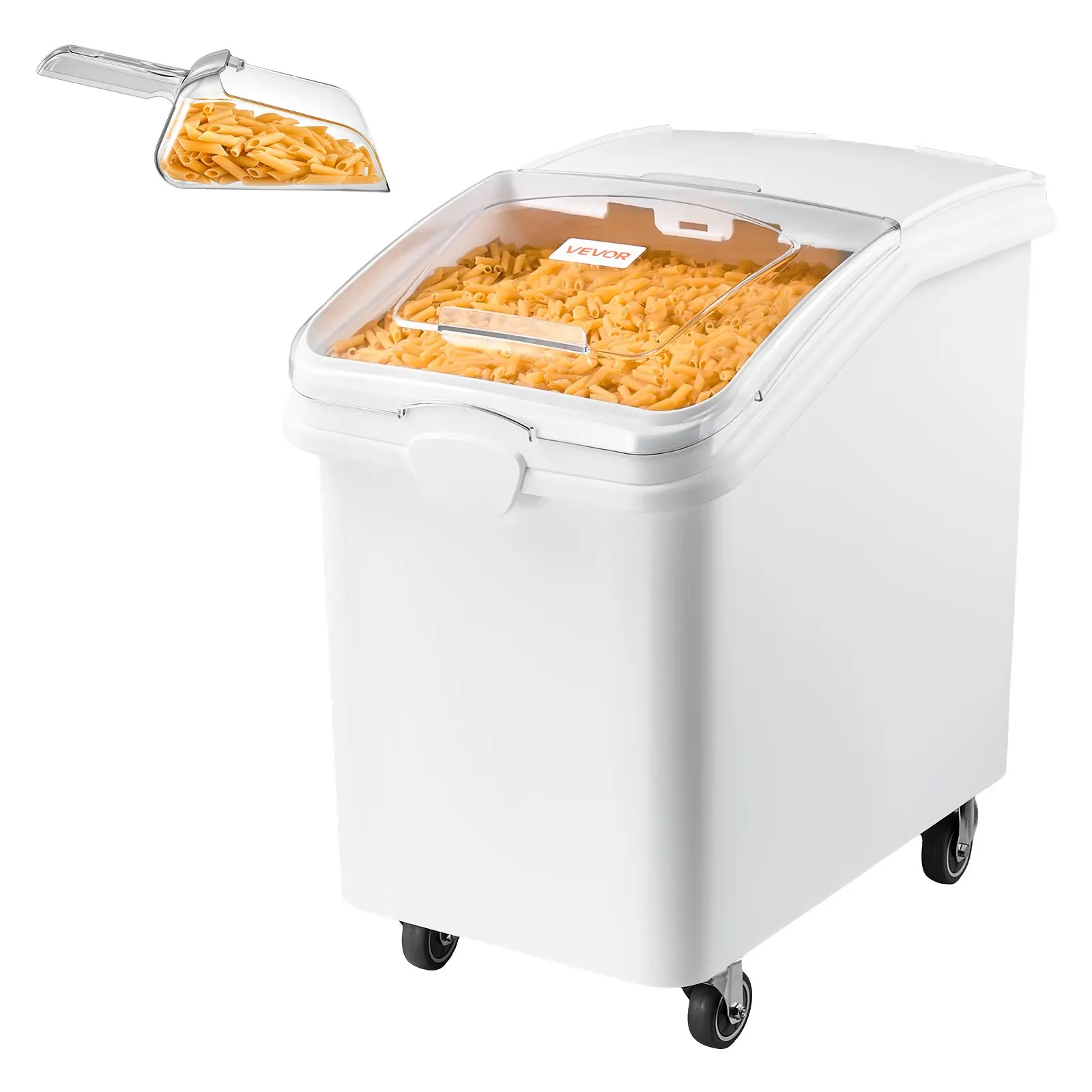 【toolupgrade】VEVOR Food Storage Container, 120L/31.7Gal 198lbs Large Bin with Wheels, Scoop & Slide Lid - for Kitchen Pantry Grain, Cereal, Flour, Pet Food
