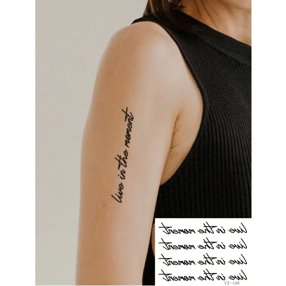 Temporary Tattoo Sticker with English Quote, High-End Texture, Sweat-Resistant Design, Ideal for Daily Use, 1 Piece, Arm Temporary Tattoos