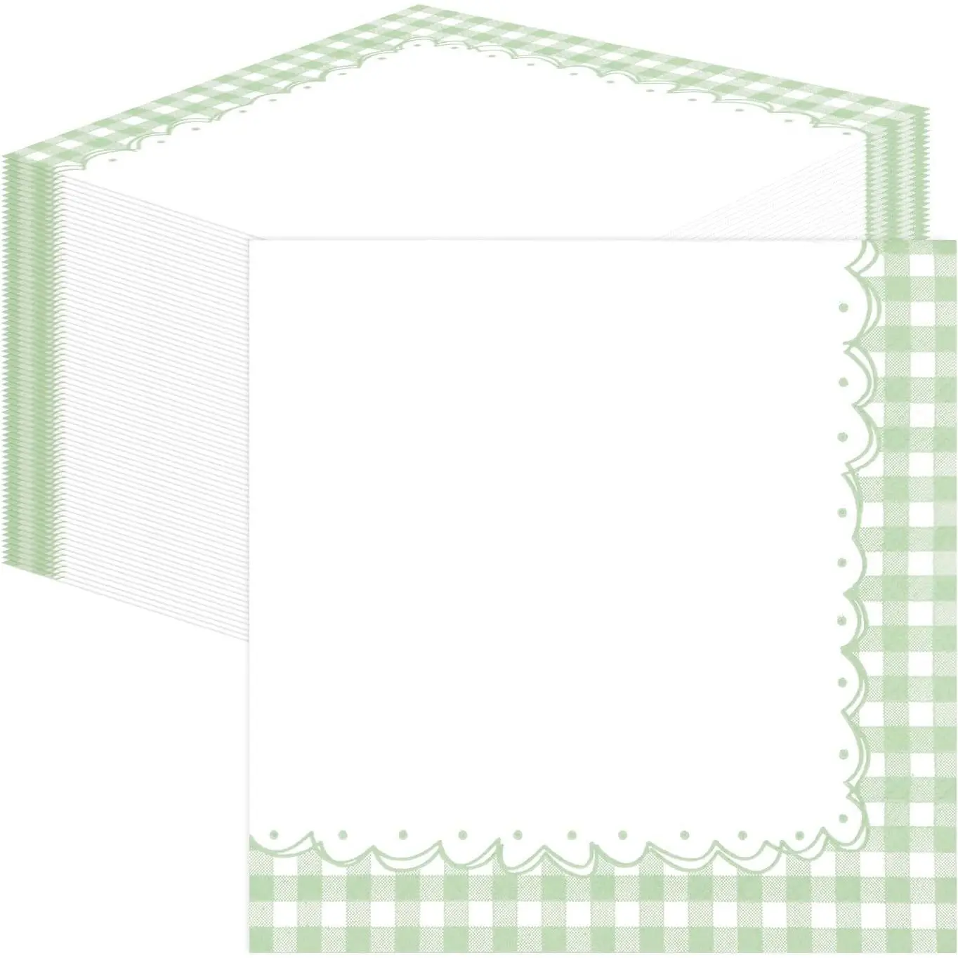 50 count Sage Green Gingham  Napkins Paper 3-ply Disposable Green and White Checkered Dessert Napkins for Dinner Wedding Birthday  Shower Party  Beverage Napkin