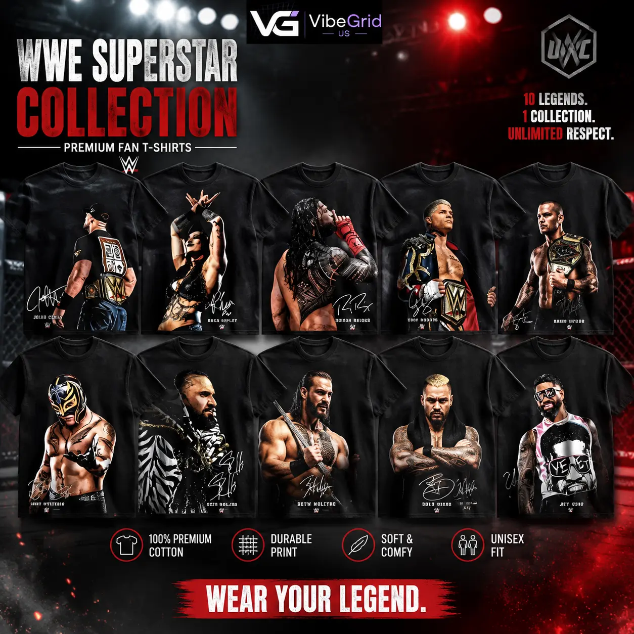 WWE Men's Graphic T-Shirt, Casual Short Sleeve Crew Neck Shirt,, Soft Cotton Wrestling Tee Comfortable Daily Wear, Gift for WWE Fans, Sizes S-6XL