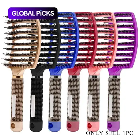Hair Brush, Scalp Massage Comb, Detangling Hairbrush with Boar Bristle and Nylon for Women, Wet or Curly Hair Detangle Brush, Salon Hairdressing Styling Tool, Hair Styling Tools, Curly Hair Detangler Brush #GLOBAL PICKS
