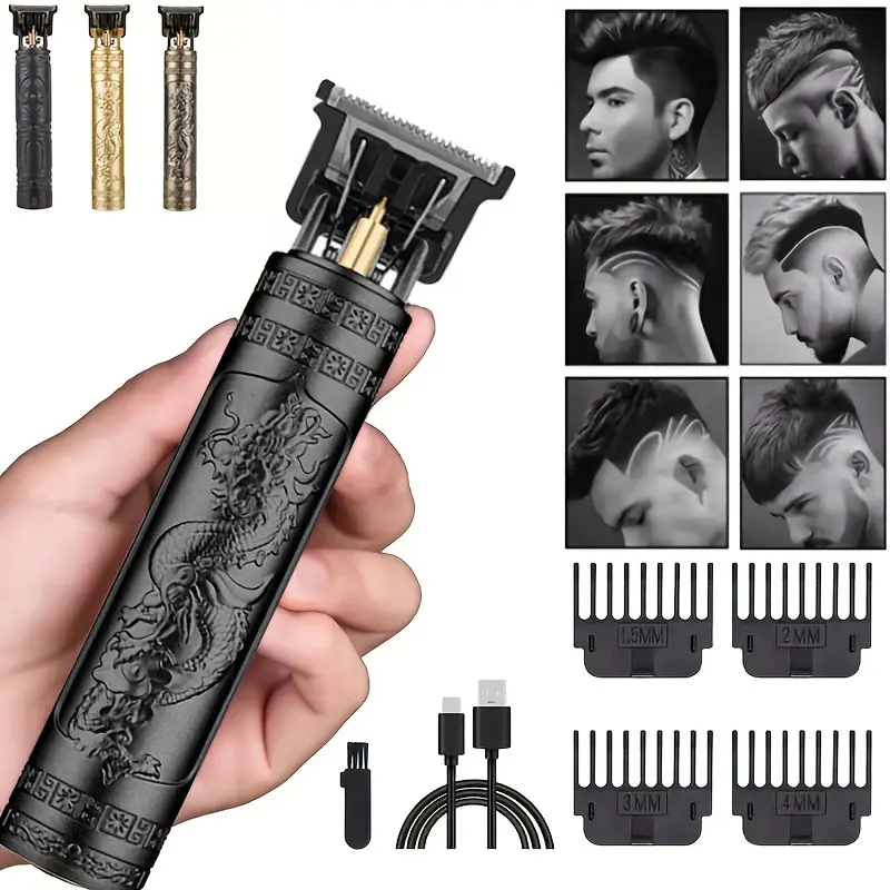 Professional Electric Hair Trimmer USB Rechargeable Men's Grooming Clipper Bald Head Cutting Machine