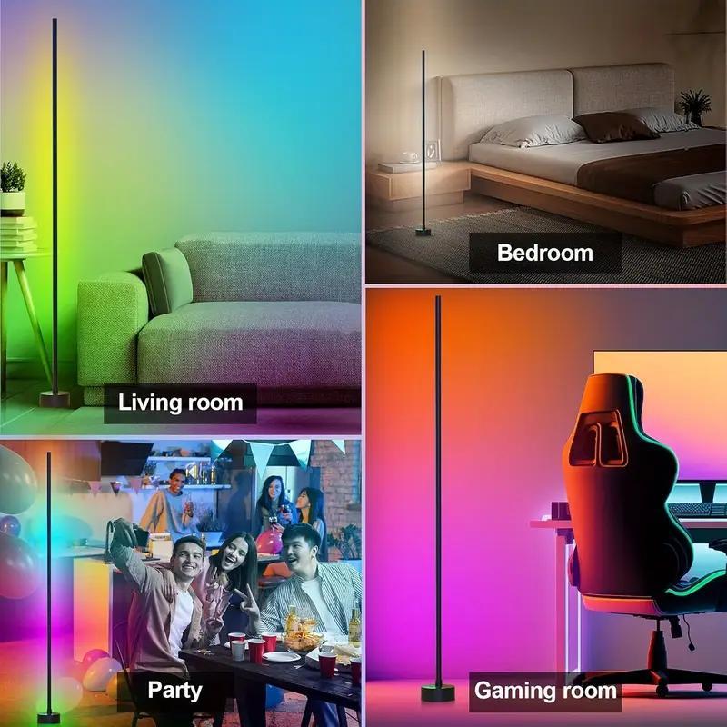 RGB Corner Floor Light, APP Control Color Changing Corner Light, Music Sync Modern Floor Light, Ambient Light for Living Room, Bedroom, Game Room, Smart