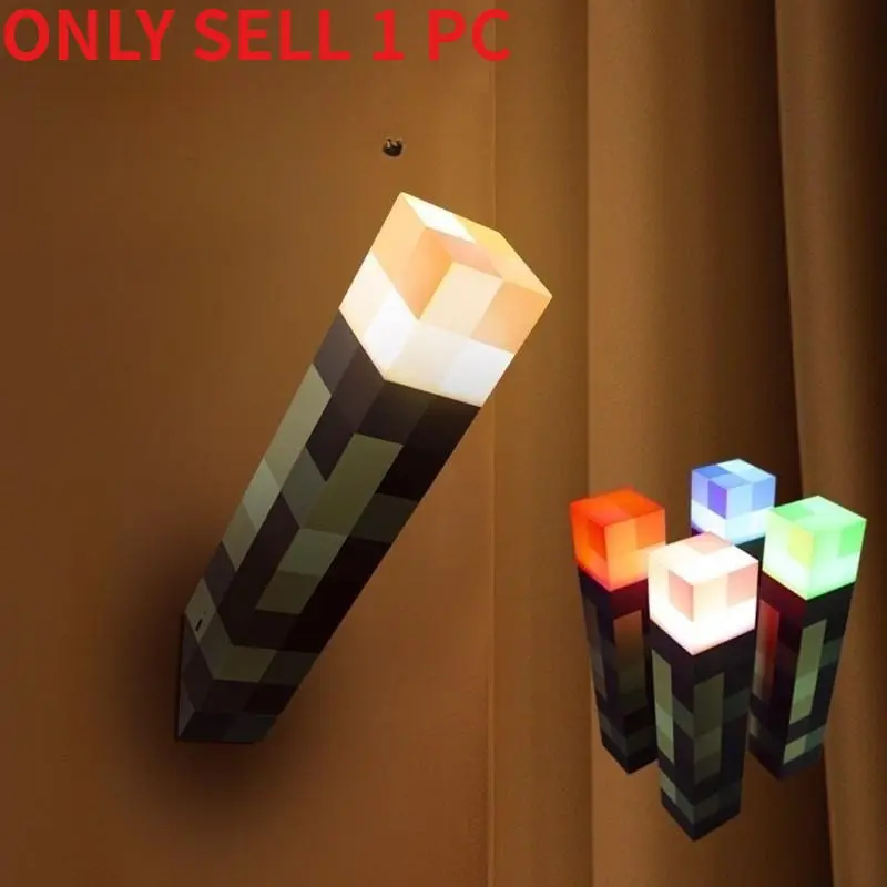 High-Quality Pixel Style Four-Color Glowing Torch Desktop Ornament, Perfect Minecraft Fan Wall Hanging Gift, Ideal Birthday Present, Cool Lights