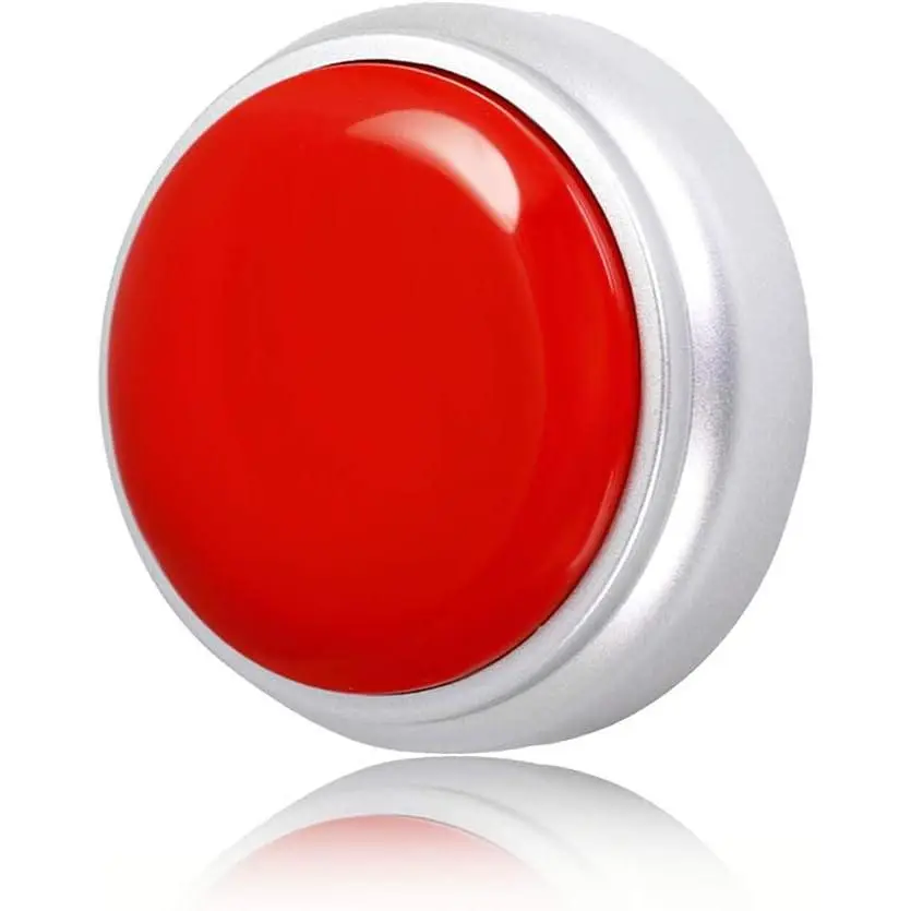 Sound Button- 30 Seconds Custom Recordable Talking Button-Record & Playback Your Own Message-Quality Voice Sound Recorder-Answer Buzzer (RED+Sliver)