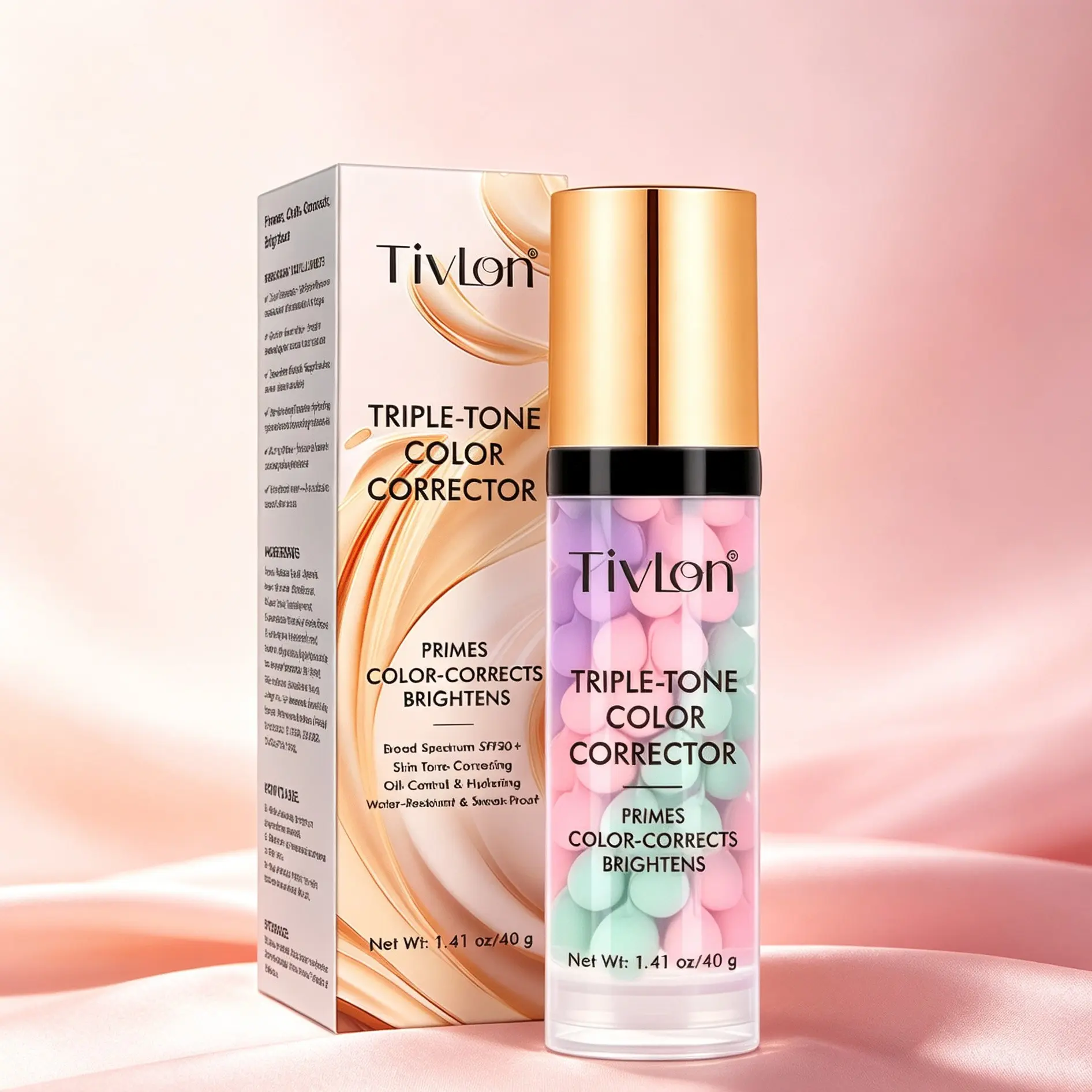 Tivlon 3-In-1 Color Correcting Primer Color Corrector Primer SPF 50, Brightening Moisturizing Oil Control Face Cream, Long-Lasting Makeup Primer, Flawless Skin Finish