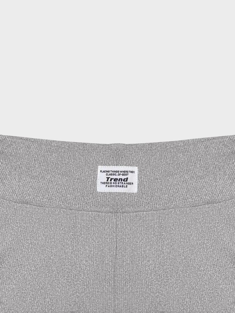 Women's Solid Short Sleeve Tee & Letter Patched Skinny Shorts Set, Casual Two-piece Set for Daily Wear, Ladies Clothes for All Seasons