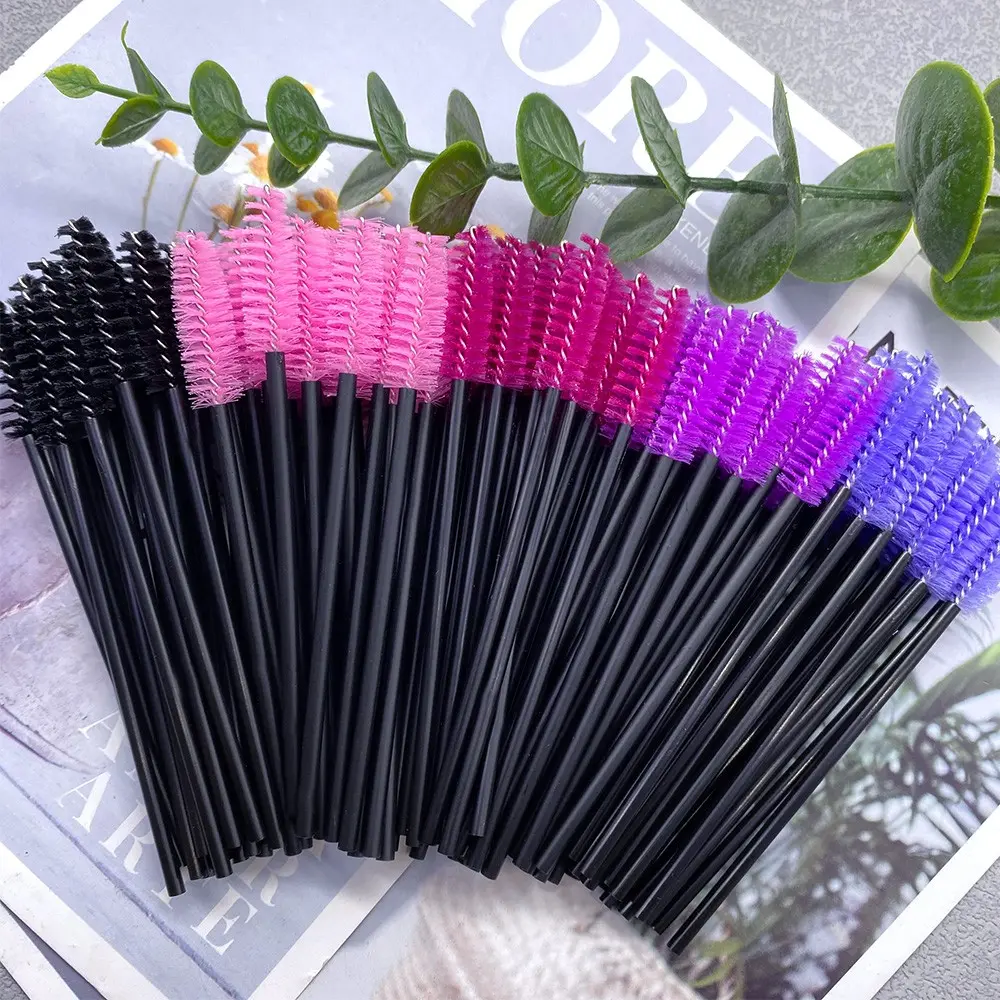 50 Pieces Disposable Micro Eyelash Brushes, Mascara Brush Heads, Curler Brow Comb, Lash Extension Makeup Set, Beauty Tools Kit