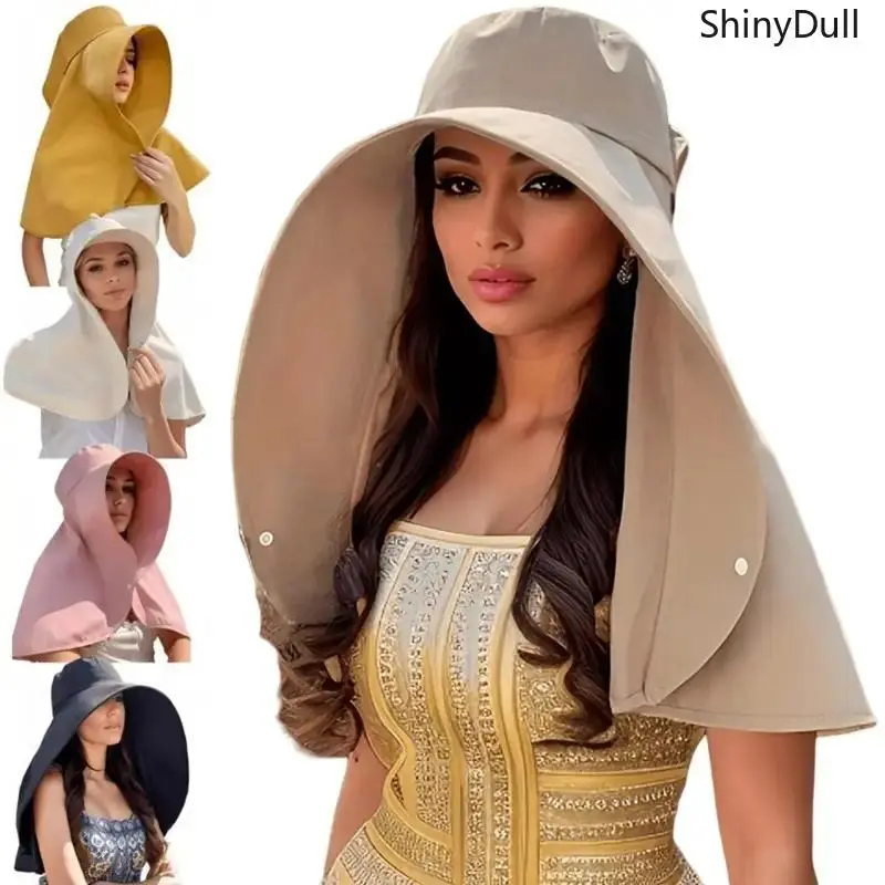 Women's Plain Solid Wide Brim Lightweight Female Sun Hat - UV Protection, Breathable Material, Large Shade - Beach Outdoor Wear, Matching Couples Hats, Everyday, Elegant
