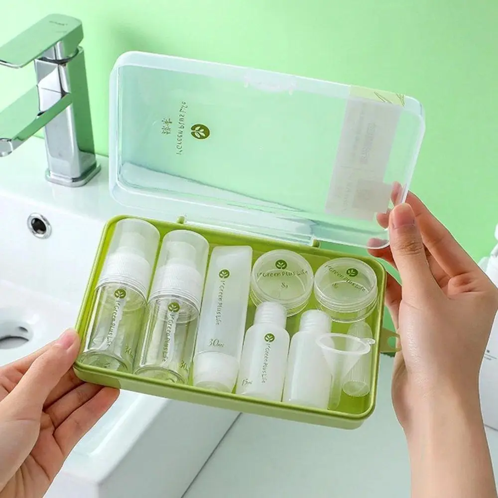10/11PCS Travel Cosmetic Dispenser Bottle Set Refillable Spray Bottles Lotion Shampoo Squeeze Tube Cream Jar Cosmetic Containers