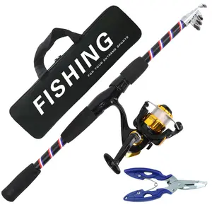 Adjustable Lure Rod Reel Set, Lightweight Design, Fits Backpack, Includes Lure Pliers & Large Capacity Reel, Ideal for Beginners