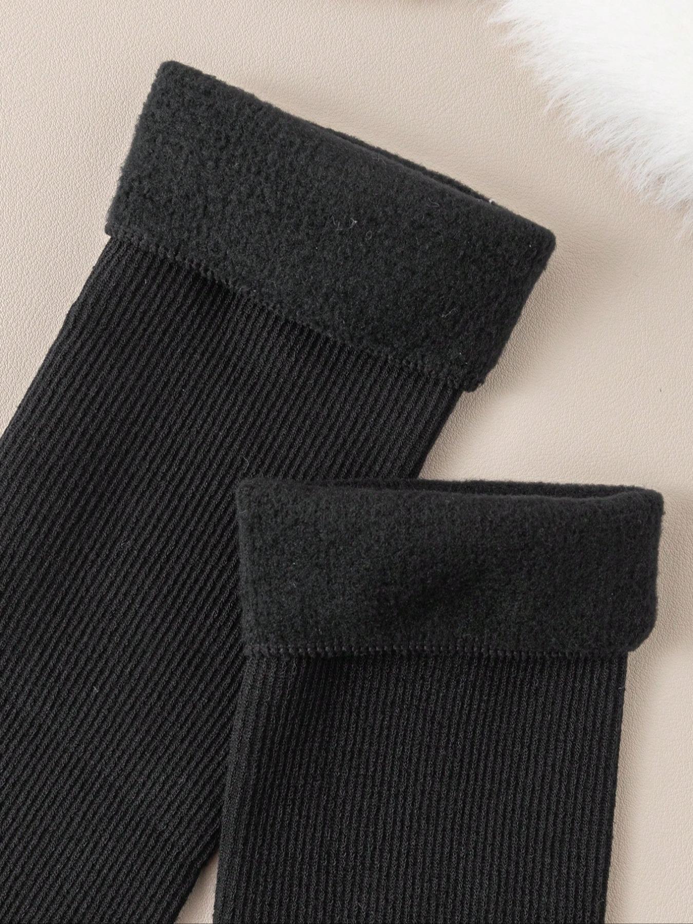 Women's 5 Pairs Solid Fuzzy Crew Socks Soft Comfy Hosiery Fashion Cozy Warm Socks for Daily Outdoor Wear, Women Socks for All Seasons