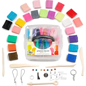Polymer Clay Kit - 24-Color  Oven-Bake Clay Set with Tools, Cutters, Molds, Jump Rings &  Rings for , Miniatures & Sculpting
