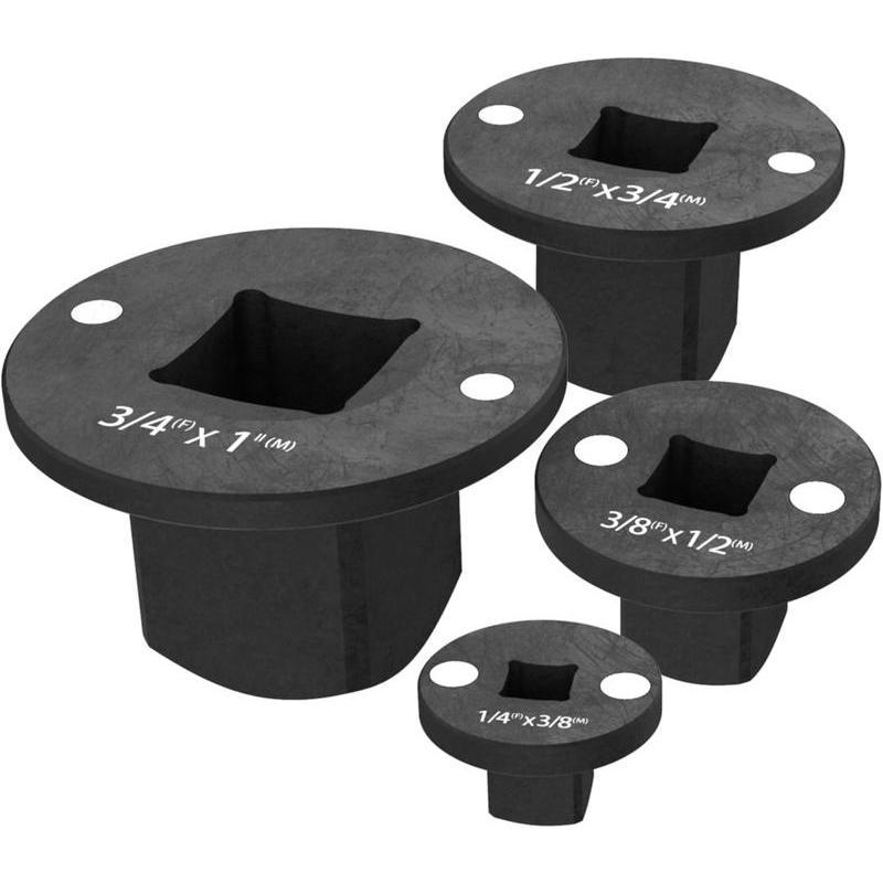 Low Impact Socket Adapter Set Drive Ratchet Adapter 4-Piece Set with Precise Dimensions for Compatibility Durable Cr-Mo Steel Stackable Design for Automotive Repairs and DIY Projects