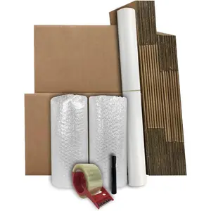Moving Boxes Kit #1, 1 to 2 Bedroom Kit, 18 Boxes and Supplies, Small Spaces Moving Kit, Packaging & Storage Boxes, Bubble Roll, Tape, Packing Paper, Apartment Moving Supplies