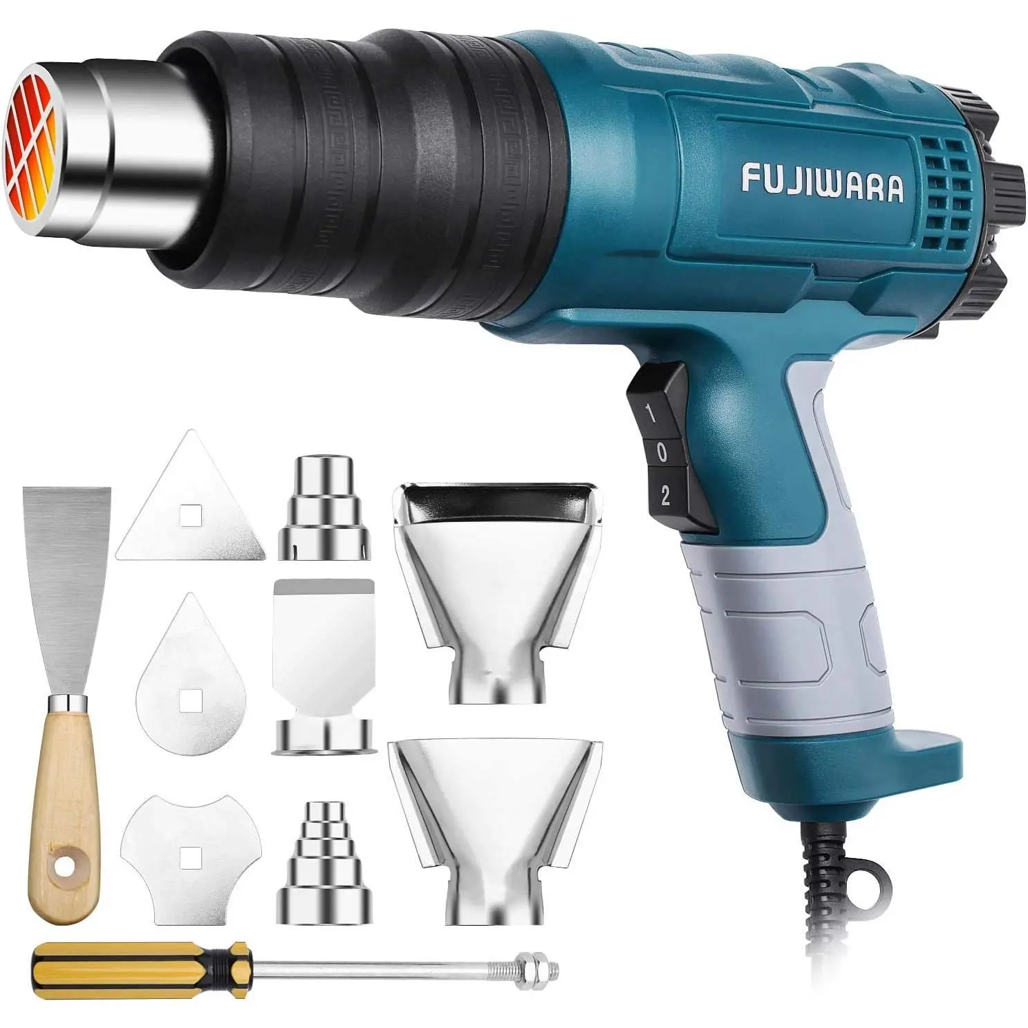 Heat Gun Kit 2000W with Dual-Temperature 5 Nozzles Hot Air Gun 122°F-1022°F Fast Heating for DIY Shrink PVC Tubing Wrapping Crafts Paint Stripping 2000W 2 Gears Temp Setting