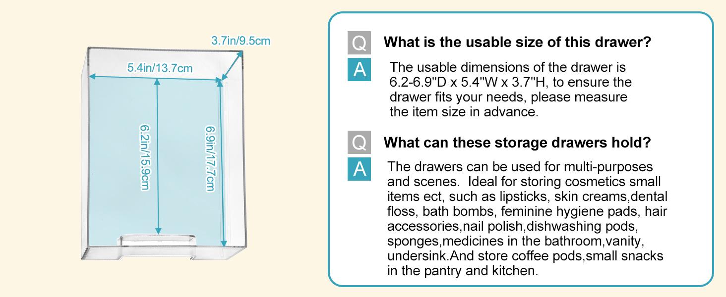 ZY 4 Pack Clear Small Stackable Storage Drawers,Acrylic Bathroom Makeup Organizer,Plastic Storage Bins For Vanity, Undersink, Kitchen Cabinets, Pantry, Home Organization Box Boxes Container Silicone Decoration Laundry Transparent