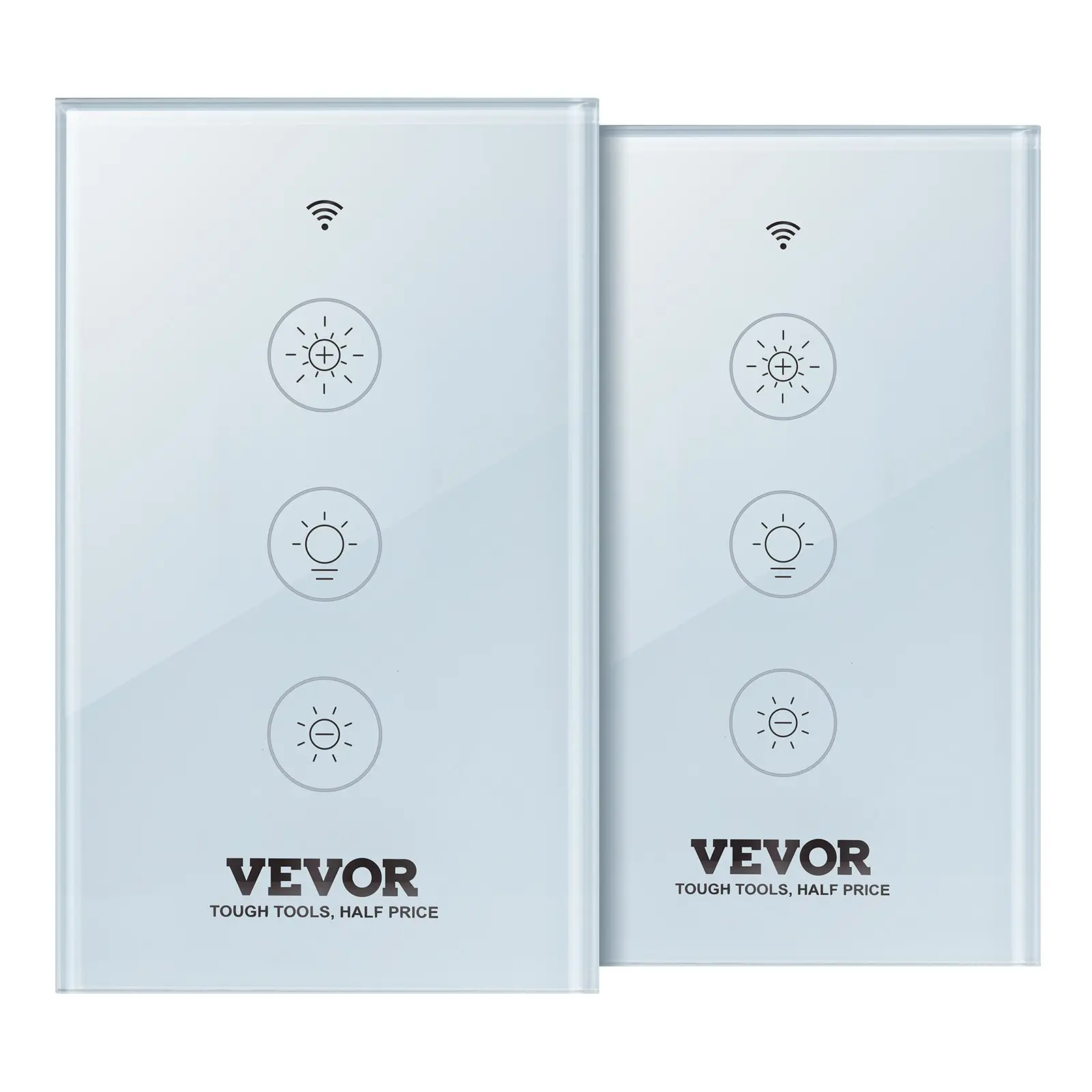 【DealsForYouDays】VEVOR 2PCS WiFi Smart Light Dimmer Switch, 100-250V AC Wi-Fi 2.4GHz, 15 to 85 Stepless Dimming LED Dimmable Smart Switch with Touch Panel, App Remote Control Voice Compatible with Alexa Google Home