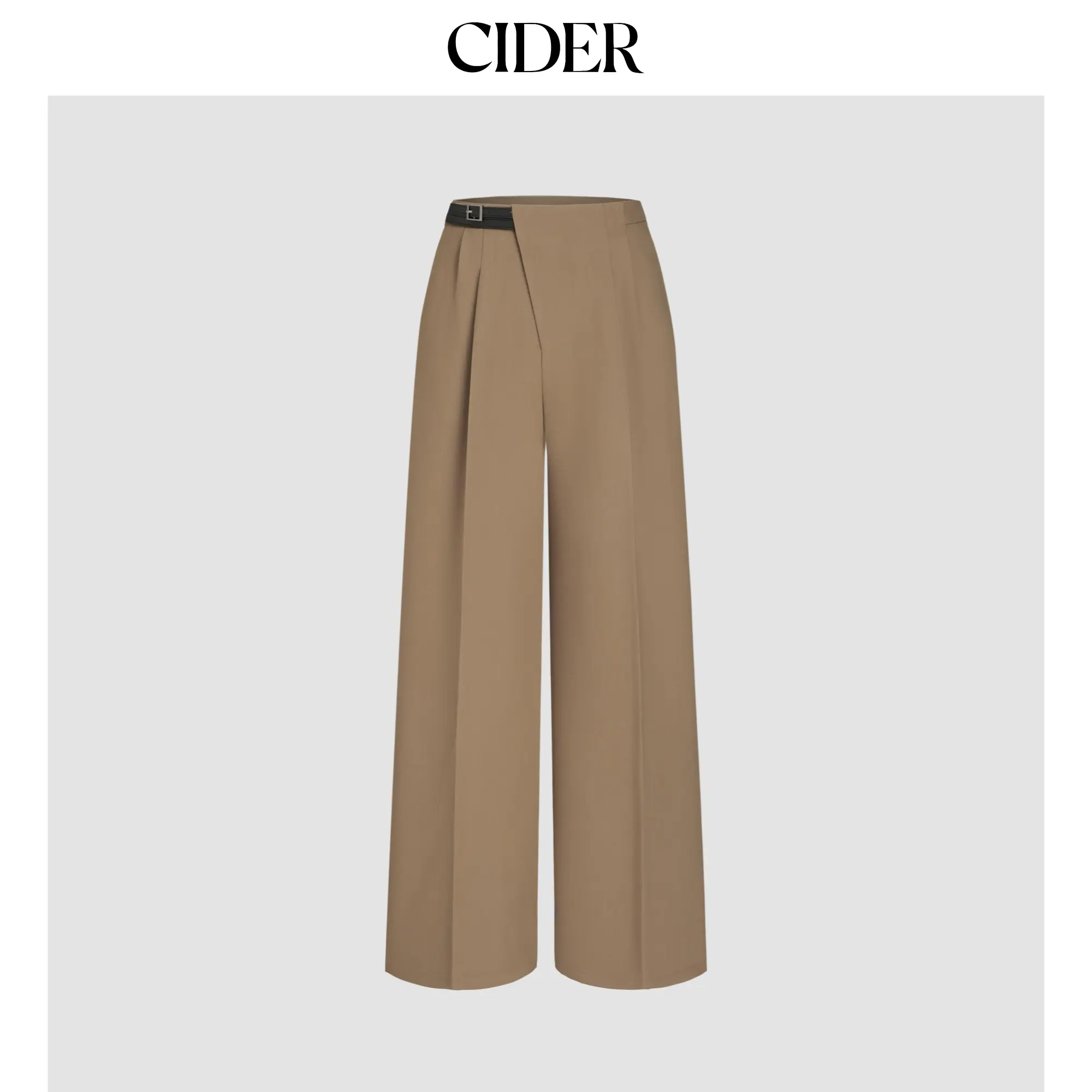 Cider [size XXS Petite-XL Petite] Petite Mid Rise Solid Belted Straight Leg Trousers