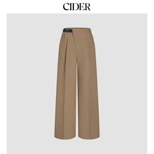 Cider [size XXS Petite-XL Petite] Petite Mid Rise Solid Belted Straight Leg Trousers