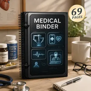 Medical Binder – Advanced Health Organizer Notebook, 69 Pages, Multifunctional Medical Records, Medication Tracker, Emergency Health Plan