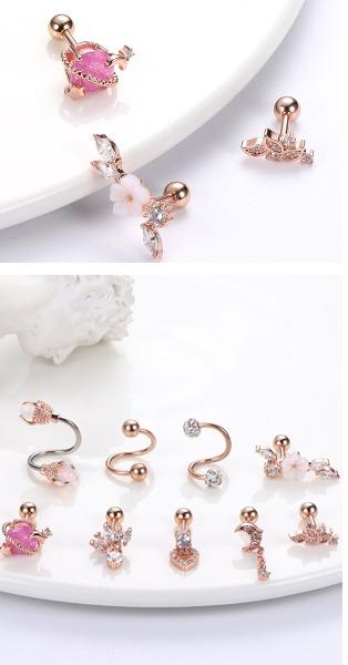 9Pcs 16G Stainless Steel Cartilage Earring Set Saturn, Moon & Flower Piercing Jewelry | Helix, Tragus, Conch & Daith Studs | Hypoallergenic Ear Curation Kit