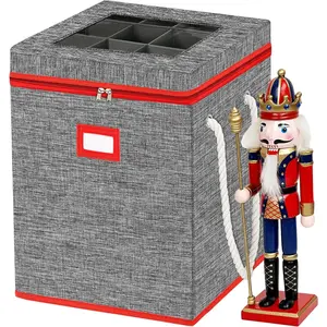 Christmas Nutcracker Collectibles Storage Box Large Ornament Box for 9-16' Tall Nutcrackers Ornaments Red and Gray