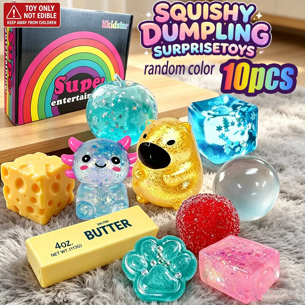 10pcs Sensory Toys with Rainbow Pattern Gift Box, Cute Slow-Rising Collectible Pressure Toys, Relaxing Toys for Adults and Kids, Unboxing Gifts, Slow Rising Squishy