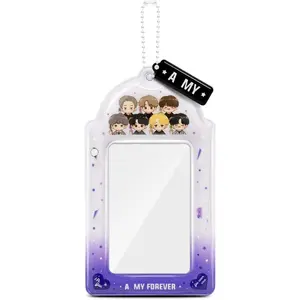 Cute Animal Themed Photocard Holder Decorative Cardholder for 3.8 x 2.8 Inches Lomo Cards Photos (Purple-Army)
